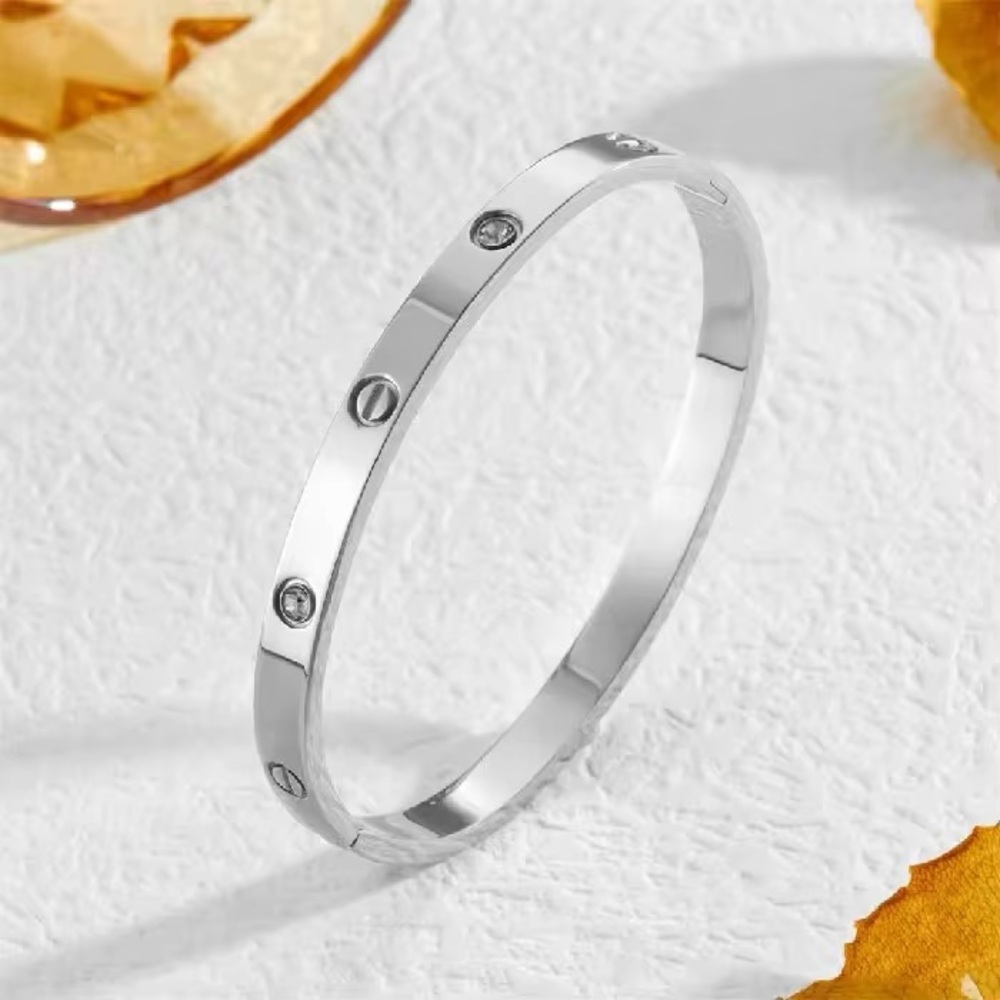 18 K Gold Plated Stainless Steel Hinge Bangle - Picture 2 of 3